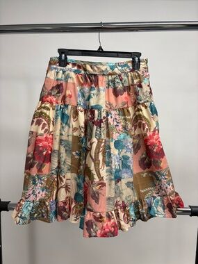 Yakira Bella Gia Floral Patchwork Tiered Midi Skirt